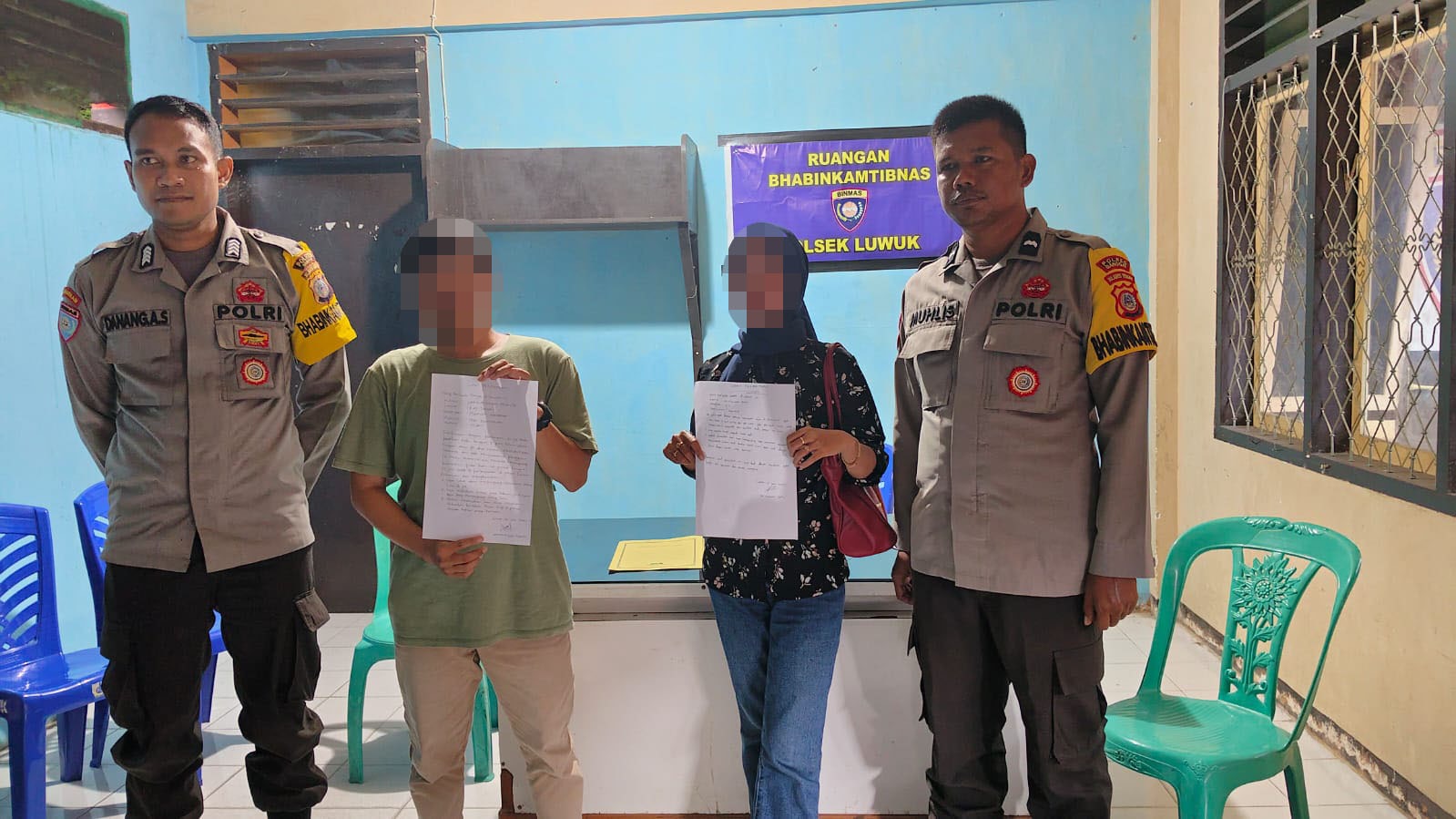 Mediasi Polsek Luwuk Damaikan Dua Warga Berseteru Akibat Saling Sindir di Facebook