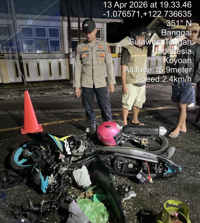 Pemotor Tabrak Truck Pengantar LPG di Nambo, Polsek Kintom Turun Tangan