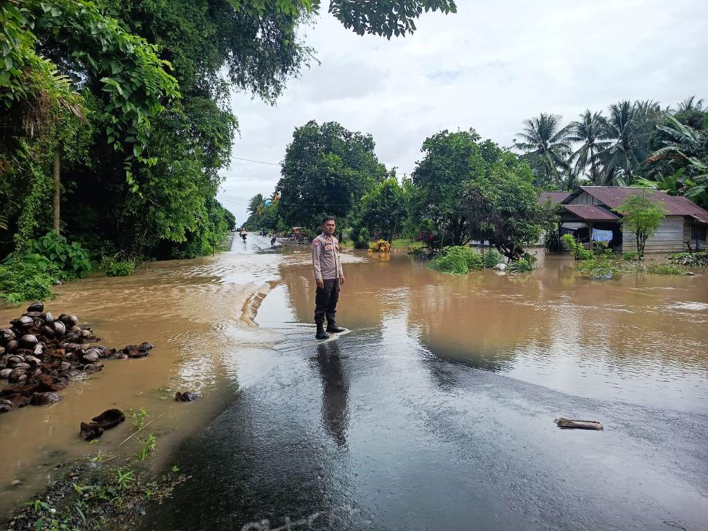 Polsek Toili Cek Genangan Air dan Banjir di Wilayah Desa Saluan