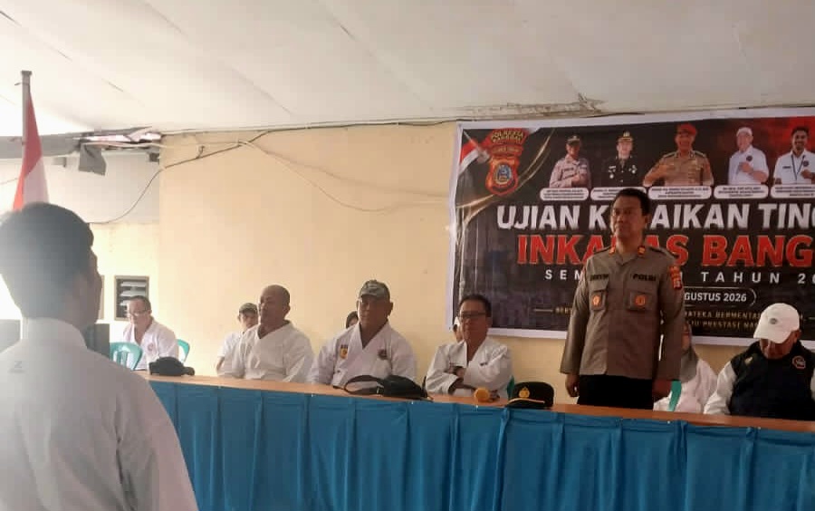 173 Karateka Inkanas Ujian Kenaikan Tingkat, Kasat Binmas Polresta Banggai Beri Motivasi
