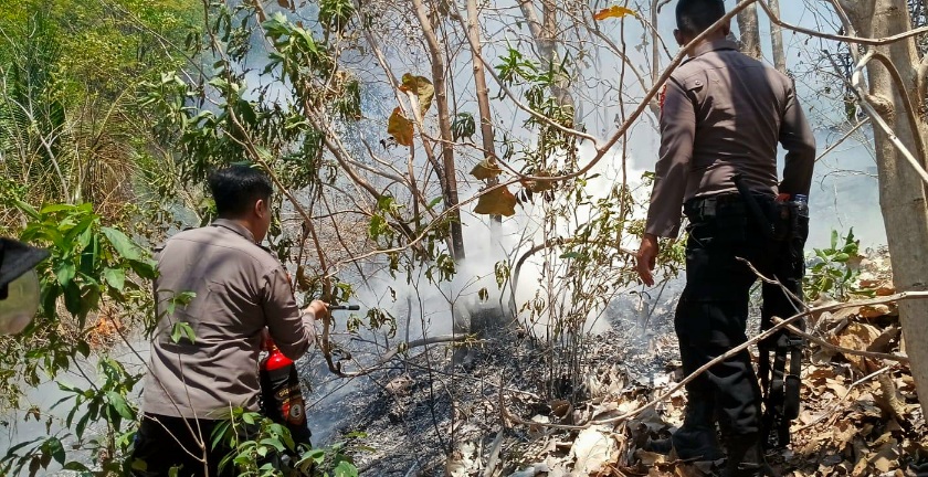 Dua Hari Berjuang Padamkan Karhutla, Samapta Polresta Banggai Bertekad Pantang Pulang Sebelum Padam